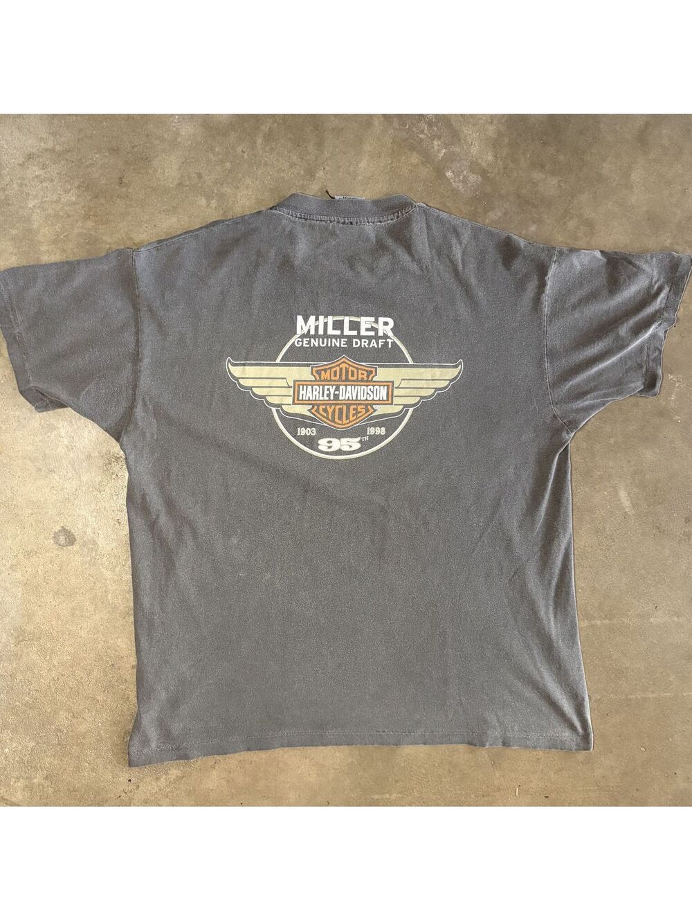 Vtg 1998 Harley-Davidson Men L Miller Genuine Draft 95th Anniversary T-Shirt